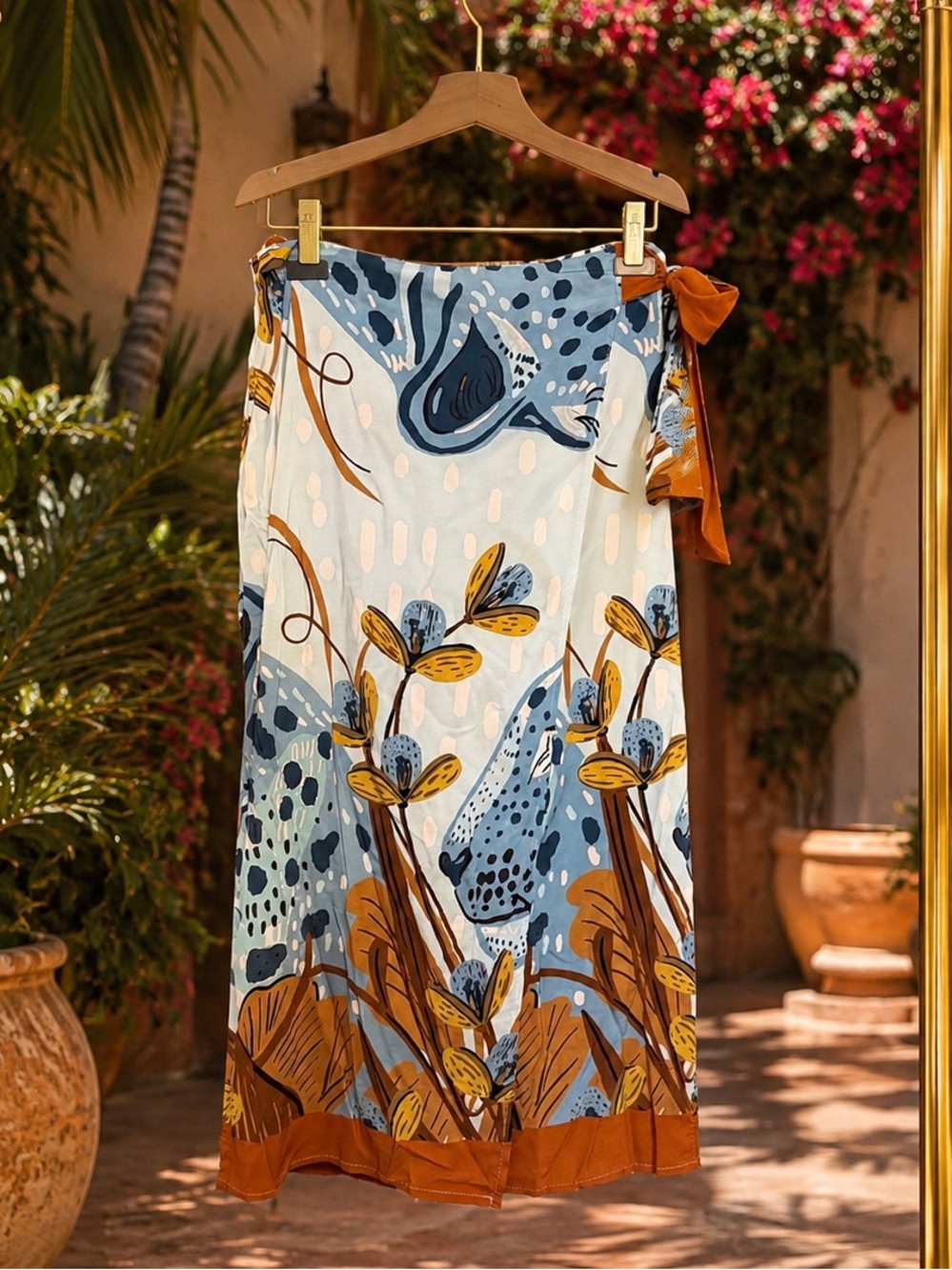 Made in Italy Printed Maxi Wrap Skirt M/L